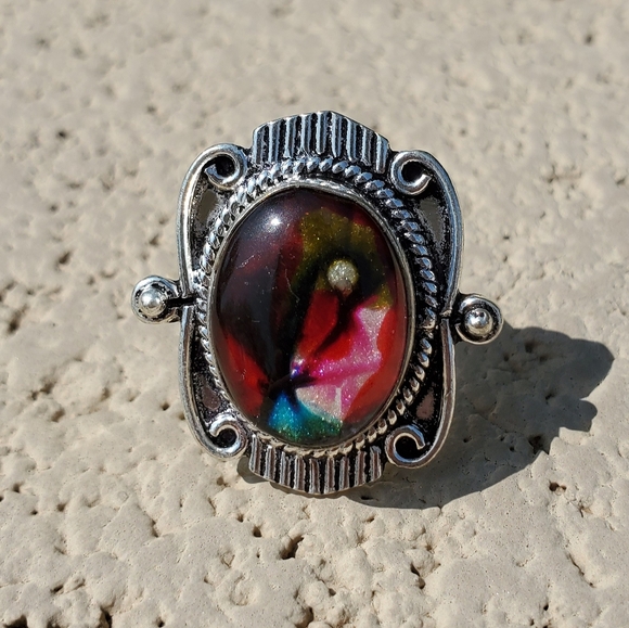 New Dichroic Glass Silver Ring. - Picture 8 of 11